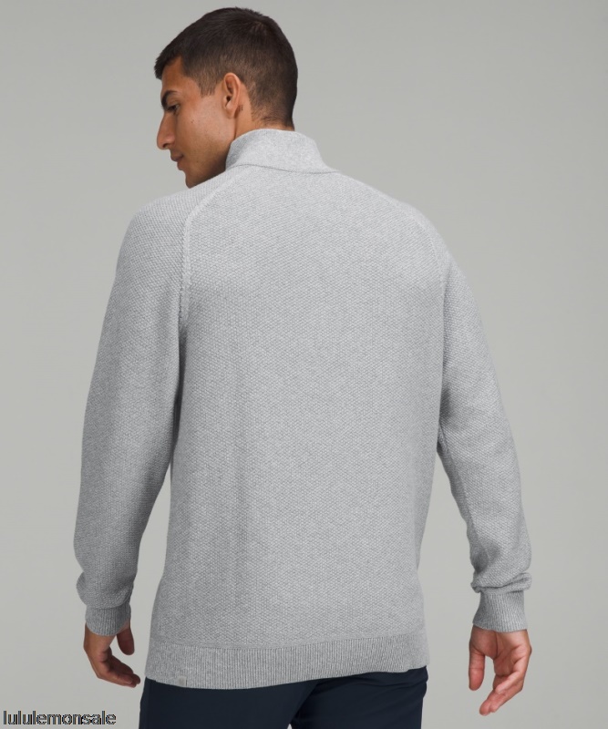 Lululemon Deutschland DELULU936 | Strukturierter Strickpullover Mit Halbem Reißverschluss Möwengrau Meliert